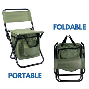Chaise pliante d'extérieur portable 3-en-1 avec sac de rangement et isolation du dossier pour jardin, plage, camping et pêche - Product Image 4
