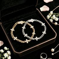 Rantai Hip Hop Mewah Model Cuban Perak 925 Solid Berhiaskan Moissanite Berkilau  Logo Dapat Disesuaikan Gelang Cuban Dengan Berlian Laboratorium