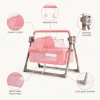 Berceau Électrique Multifonctionnel pour Bébé, Pliable, avec Musique, Moustiquaire, Balançoire Électronique et Jouets à Suspendre pour le Sommeil