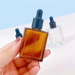 15ml 30ml 50ml 100ml Amber Brown Glass Rectangle Essential Oil Dropper Bottle <b>Flat</b> Square Glass Skincare Serum Bottle Packing - Product Image 2