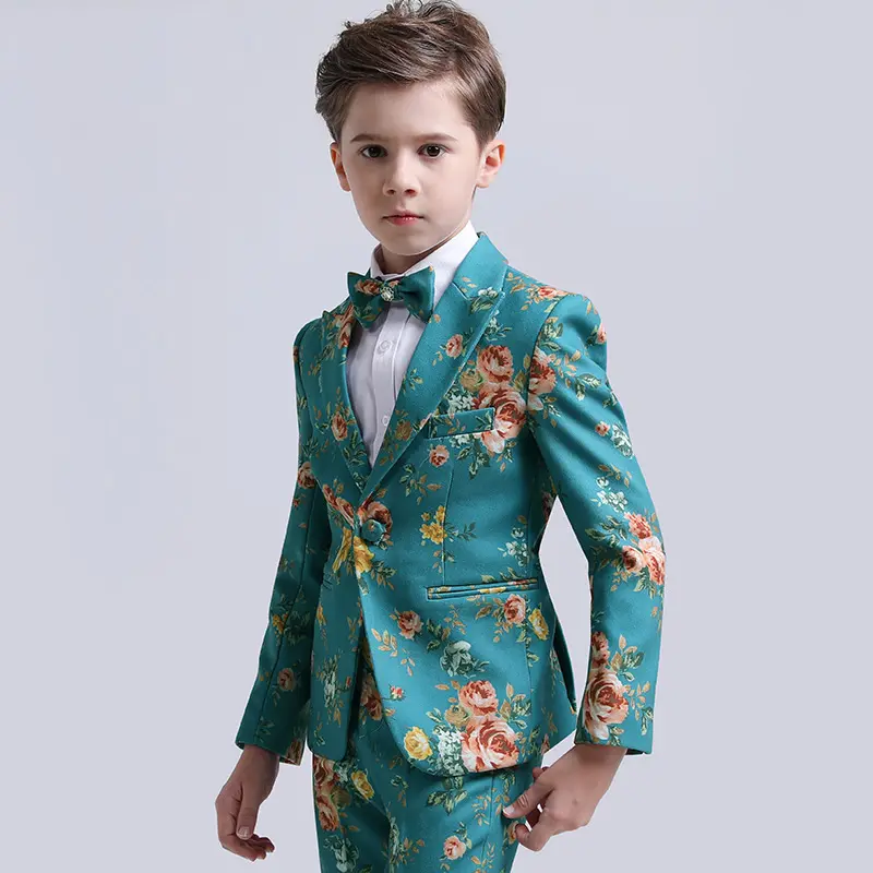 Traje formal infantil tuxedos para meninos, fantasia de desempenho