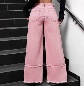 <span class=keywords><strong>Jeans</strong></span> a Gamba Larga Rosa alla Moda per Ragazze, Stile Y2k, Moda Sostenibile, <span class=keywords><strong>Jeans</strong></span> da Donna - Product Image 5