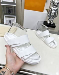 High-end Fashion Designer Leather Summer Sandals Flat Shoes Men's and Women's <b>Slide</b> Sandals <b>slippers</b> with Buckle Adjustment - Product Image 2