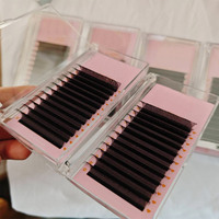 Logo personnalisé C J Curl Coréen Bot Fibre Foncé Fluffy Easy Fan Velours Fond Lash Tray Vendeur Mat Noir Cachemire Extension de Cils