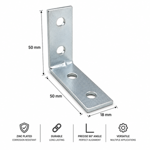Support d'angle en fer 50x50x18 en forme de L, revêtement en zinc, peinture poudrée, fixation métallique pour étagère, armoire, table, chaise - Product Image 4