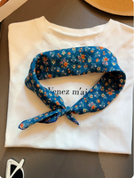 Foulard carré en coton à motif cachemire bleu, bandana, nappe de pique-nique, de camping, ou de décoration extérieure, ou toile de fond photo, ou serviette