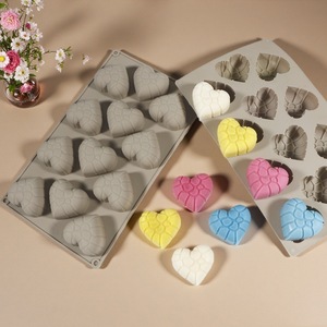 Heart Shape <b>Silicone</b> Cake Mold 12 Cavity <b>Baking</b> Mold For Chocolate Mousse Dessert Valentine's Day Use - Product Image 2
