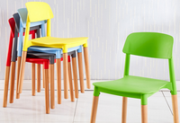 Silla de Plástico para Moldes de Inyección, Silla con Patas de Madera Maciza, Sillas de Comedor Apilables