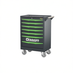 Carro de herramientas rodante Fasano Tools 122V/AS402 con cajones verdes y ruedas para reparación de automóviles - Product Image 1