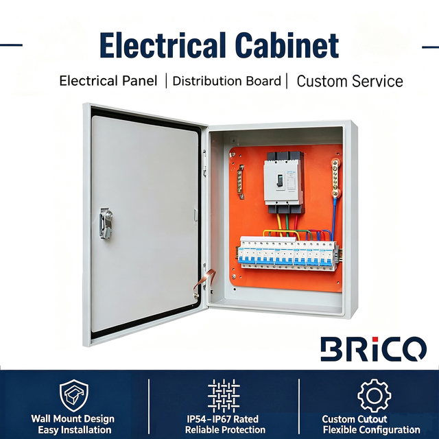 Custom Wall Mount Electrical Enclosure Panel 3 Phase Breaker Box IP65 Waterproof Steel Powder Coated Distribution Cabinet