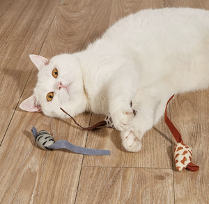 Plush <strong>Catnip</strong> Mouse Cat <strong>Toy</strong> Cute Classic Teeth-Cleaning Dental Health Colorful Feathered Interactive Indoor - Product Image 2