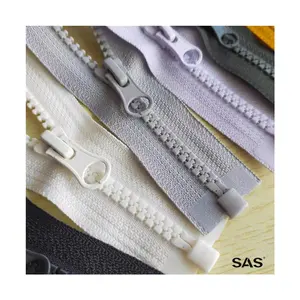 SAS Ritsleting Pemasok Pita Warna-warni Pengunci Otomatis Slider Ukuran Logo Kustom Ritsleting Resin Plastik Ujung Terbuka