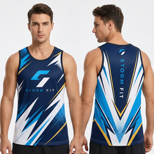 Débardeur sans manches pour homme Storm Fit, imprimé par transfert thermique, 100% polyester, séchage rapide, col rond, vêtements de sport, tenue de sport - Product Image 1