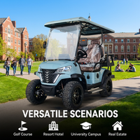 Voiture de golf électrique de luxe 4 places avec système audio multimédia, pneus tout-terrain 60V, vitesse maximale de 35 km/h et autonomie de 90 km
