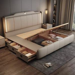 Ensemble de lit en cuir économique - Cadre de lit double 180*200 avec rangement (option Queen/King) - Product Image 4