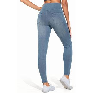 Pantalon en jean stretch à taille haute pour femme, style jegging, avec poches - Product Image 2