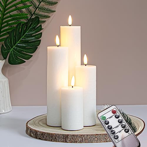 Different Size White Bulk Three Different Sizes Paraffin Wax Set 3 Large Flower Pillar <b>Led</b> <b>Candle</b> Vase - Product Image 1
