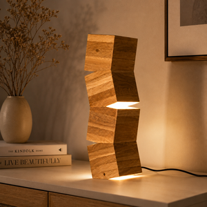 Lámpara de Mesa LED de Madera Sólida de Diseño Moderno, Luz Ambiental Geométrica para Dormitorio, Sala de Estar y Decoración de Hotel de Lujo - Product Image 2