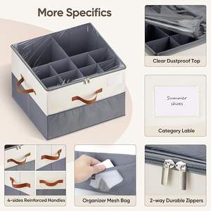 Shoe Organizer for Wardrobe Shoe Storage Containers Linen Multifunction Adjustable Dividers <b>Saving</b> Shoe <b>Box</b> Organizers Bins - Product Image 2