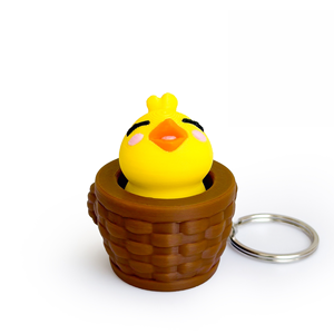 Cadeau promotionnel : Porte-clés décoratif à l'effigie d'un poussin imprimé en 3D, à bouton-pression, thème Pâques, pour enfants - Product Image 1