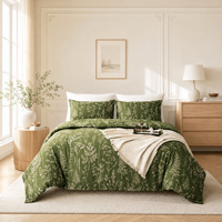Ensemble de housse de couette 3 pièces en microfibre brossée imprimée, motif floral botanique, vente en gros, OEM