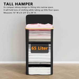 Công Suất Lớn Tái Sử Dụng Tre Giặt <span class=keywords><strong>Hamper</strong></span> Quần Áo Bẩn Lưu Trữ Giỏ Với Có Thể Tháo Rời Bìa - Product Image 3