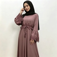 Robe Abaya pour femmes, tailles 52-60 (Gulf UK 6-18 US 2-14), manches cloche, bordure en dentelle, vêtements musulmans modestes, longueur au sol