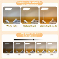 Lampe de bureau à clipser personnalisée, col de cygne flexible, commande tactile, rechargeable, 180° multi-angles réglables, protection des yeux, lampe de lecture USB