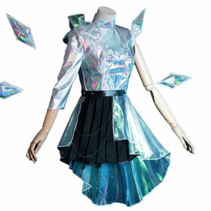 Nuovo Costume Cosplay <span class=keywords><strong>K</strong></span>/<span class=keywords><strong>DA</strong></span> All Out Seraphine di League of Legends, Outfit Olografico per Performance - Product Image 2