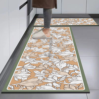 Tapis d'entrée antidérapant, absorbant l'eau, à motif floral, imprimé sur mesure, séchage rapide, lavable, en caoutchouc, ensemble de tapis de sol