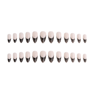 24 pièces personnalisé 3D carré Design couverture complète ABS doigt Nail Art bâton sur les <span class=keywords><strong>ongles</strong></span> avec de la <span class=keywords><strong>colle</strong></span> française pointe noire presse sur les <span class=keywords><strong>ongles</strong></span> - Product Image 3