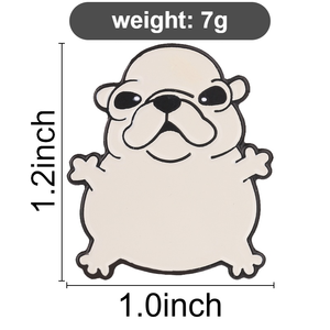 Épinglette en émail personnalisée, chien blanc mignon et dodu, badge en métal amusant, bouledogue français kawaii, épinglette de revers, cadeau de bijoux créatif - Product Image 6