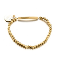 Yiwu Aceon acier inoxydable élastique perle étroite incurvée plaques signalétiques barre côté estampage disque breloque perle Bracelet