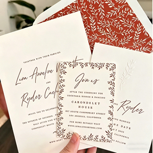 Carte d'invitation de mariage personnalisée avec texture gaufrée, enveloppe blanche, motif estampé à chaud, couverture rigide, reliure parfaite, affiche - Product Image 3