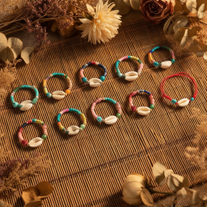 Angelina Beaded <b>Bracelet</b> <b>Set</b> Stainless Steel Shell Bohemian Style 12Pcs Unisex Gift Jewelry - Product Image 2