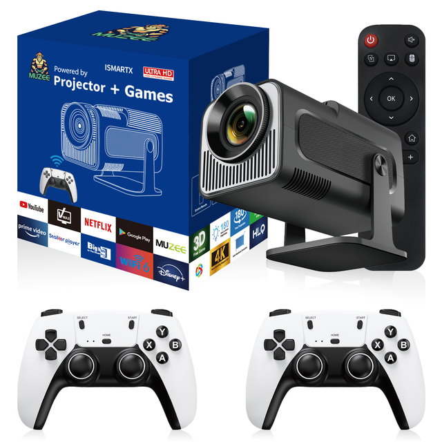 IHOMELIFE 2026 4K Game Projector Android 13 2+16GB BT5.0 Auto Zoom 2G RAM Pocketable Dual-Band WIFI Built-In Speakers