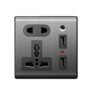 5 pin multi function switched socket with neon + USB socket
