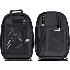Estuche para cuchillos de chef BSCI (21+ ranuras para cuchillos) con candado, correas estilo mochila y acero de afilar deslizante - Product Image 2