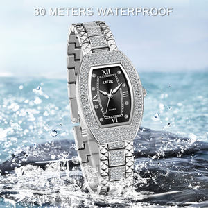 นาฬิกาข้อมือ LIGE LG89253 รูปทรงวงรี สีเงิน สายสแตนเลส ประดับเพชร สำหรับผู้หญิง หรูหรา สง่างาม นาฬิกาควอตซ์เพชรสำหรับสาวๆ - Product Image 4