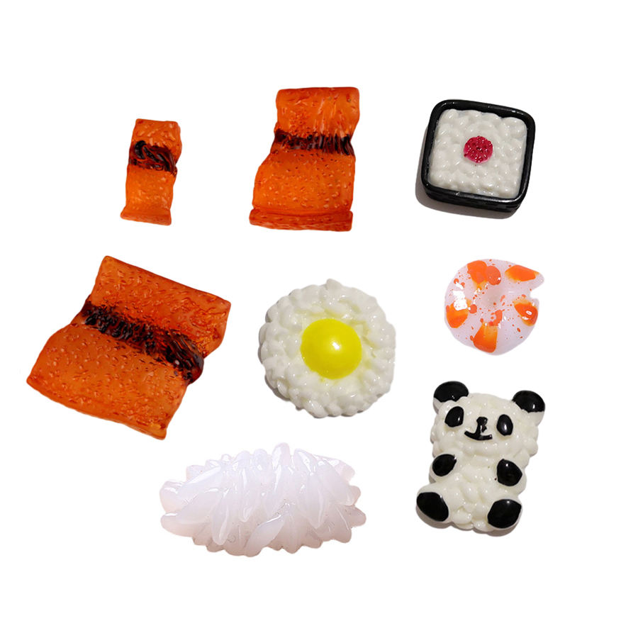 New Kawaii Egg Rice Ball Shrimp Pork Design Fake Food Resin Charms