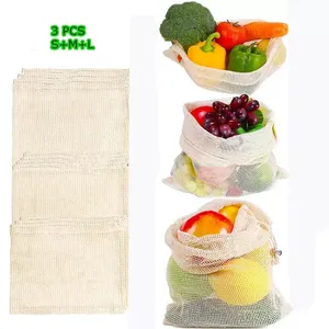 <span class=keywords><strong>Sac</strong></span> fourre-tout en coton biologique réutilisable et écologique à cordon de serrage, personnalisable en taille et design, idéal pour les légumes et l'emballage - Product Image 6