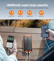 Cargador solar móvil impermeable de 20000mAh de alta calidad con 4 cables Micro USB integrados para teléfonos móviles