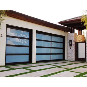 seeyesdoor Quality Factory Manufacturing Residential Waterproof Automatic Sectional Black Color Glass Garage Door For Villa