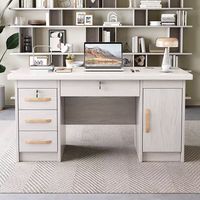 Escritorio de Computadora Moderno y Minimalista para Oficina con Cajones, Mesa de Escritura de Madera Sólida Ecológica para Oficina en Casa