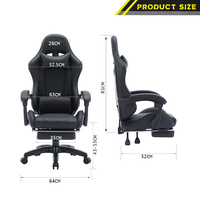 Chaise de jeu ergonomique de luxe, grande et haute, en cuir noir et rouge, style course, avec repose-pieds