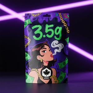 In Stock Custom Printing Own logo Food Edible Resealable Smell Proof Stand up Pouch Packaging 3.5g/7g/1oz/1lb Mylar <b>Bag</b> - Product Image 3