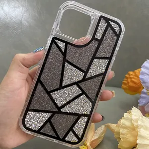 Rhombus line 3 in 1 new style high thickness diamond phone case for iphone 15 pro max 11 12 pro 13 14 15 XS XR