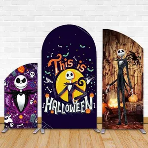 Halloween Ghost Castle Pumpkin Photo Backdrop for Party Halloween Decoration Human skeleton Bride and Groom Backdrop X6117