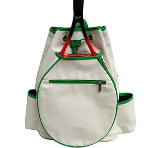 factory customized white aesthetic oxford canvas sport tennis backpack eco friendly portable carry on tennis back pack bag