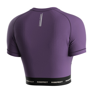 Women's Compression Fitness 2pcs Set Crop <b>Top</b> and Shorts Laser Perforated for Marathon and Hybrid Training - Product Image 4